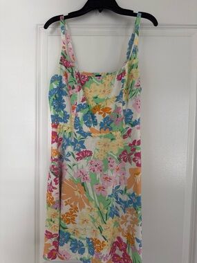 Old Navy Floral Linen Sundress with Pastel Bouquet Print - Pink, Blue & Green